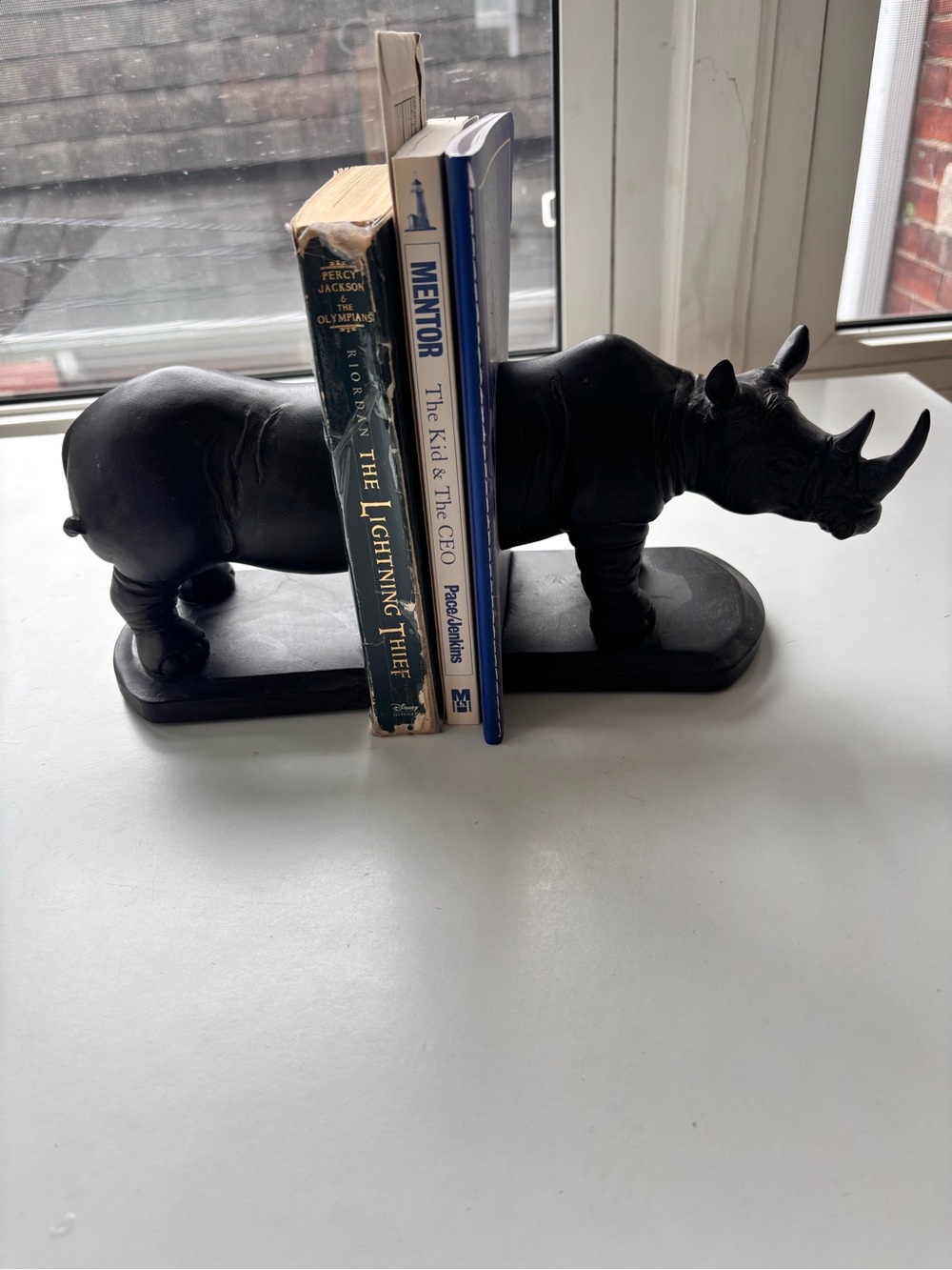 Black Rhino Bookends - Decorative Home Art